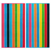 Rainbow Stripes Egyptian Cotton Oversized 2 Piece Beach Towel Set